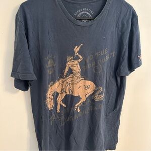 Barba Nortena Blue And Orange Graphic T Shirt Cowboy Riding‎ Horse Size Medium